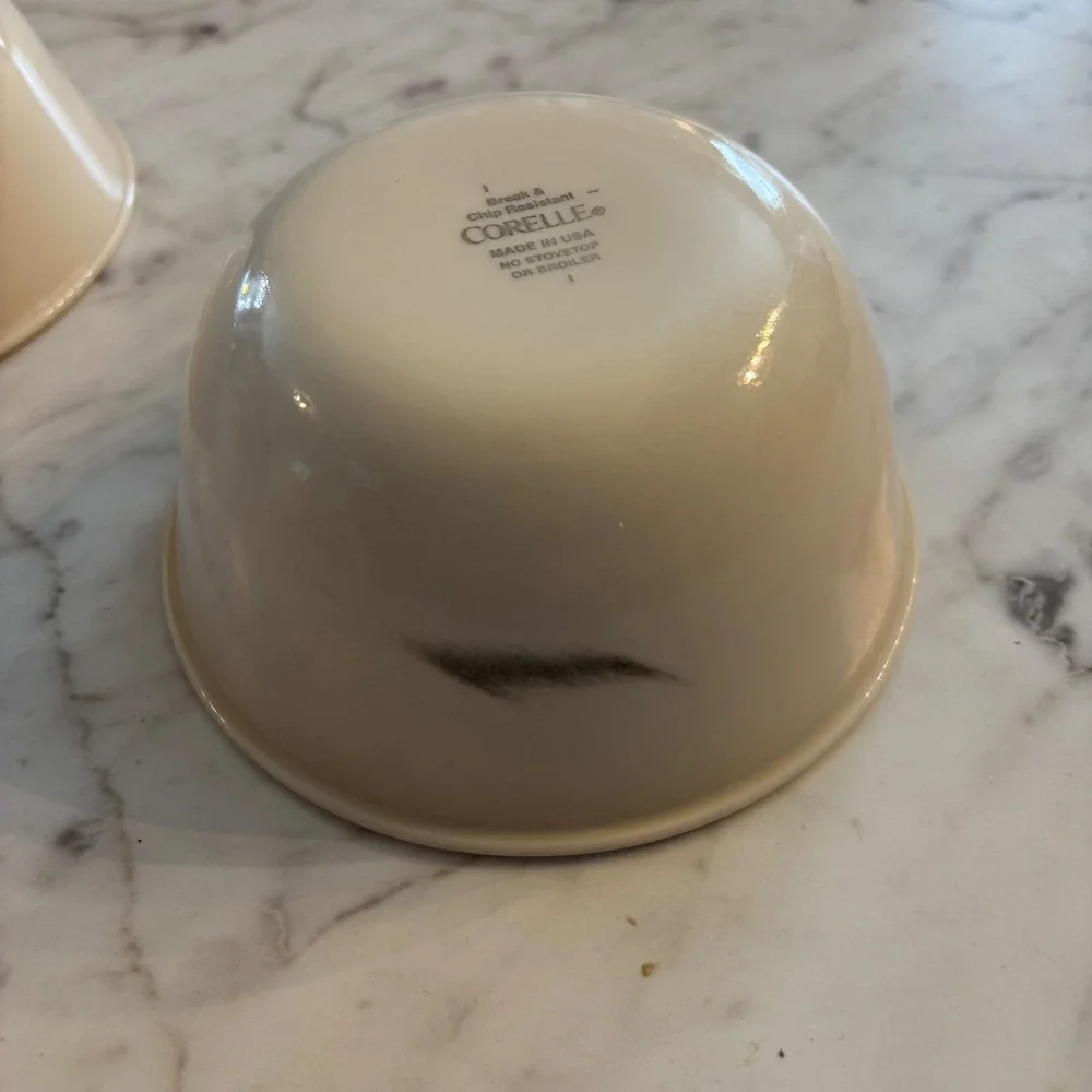 Corelle Vitrelle Small Deep Bowls Cream White Set of 2 Made in USA Glass